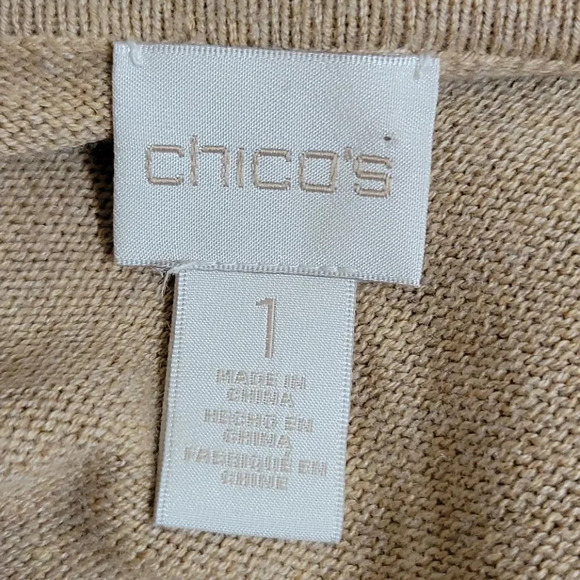 CHICO'S Textured Knit V Neck Tunic Sweater Medium - Picture 7 of 7